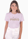 Camiseta con estampado "c'est la vie paris" de animal print color lila, morado para mujer - Flashy