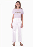 Camiseta con estampado "c'est la vie paris" de animal print color lila, morado para mujer - Flashy