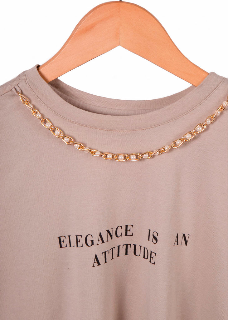 Camiseta con estampado con "Elegance is an attitude" para mujer - Flashy