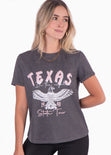 Camiseta con estampado de águila "Texas" color gris para mujer - Flashy
