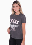 Camiseta con estampado de águila "Texas" color gris para mujer - Flashy