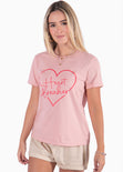 Camiseta con estampado de corazón "Heart breaker" color rosado para mujer - Flashy
