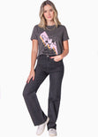 Camiseta con estampado de gato color gris para mujer - Flashy