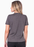 Camiseta con estampado de gato color gris para mujer - Flashy
