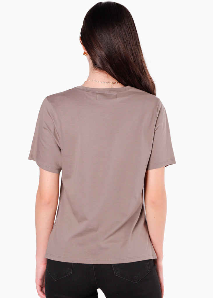 Camiseta con estampado de gato color café para mujer - Flashy