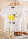 Camiseta con estampado de limones color blanco para mujer - Flashy
