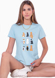 Camiseta con estampado de perros color azul para mujer - Flashy