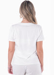 Camiseta con estampado "Glamour" y boca color blanco, marfil para mujer - Flashy