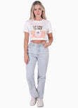 Camiseta con estampado "La lune, La mer" color marfil, blanco para mujer - Flashy