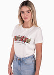 Camiseta con estampado "L'amore" de animal print color blanco para mujer - Flashy