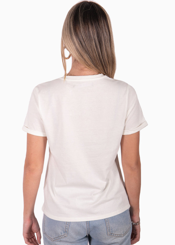 Camiseta con estampado "L'amore" de animal print color blanco para mujer - Flashy