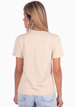 Camiseta con estampado "L'amour toujours" color beige para mujer - Flashy