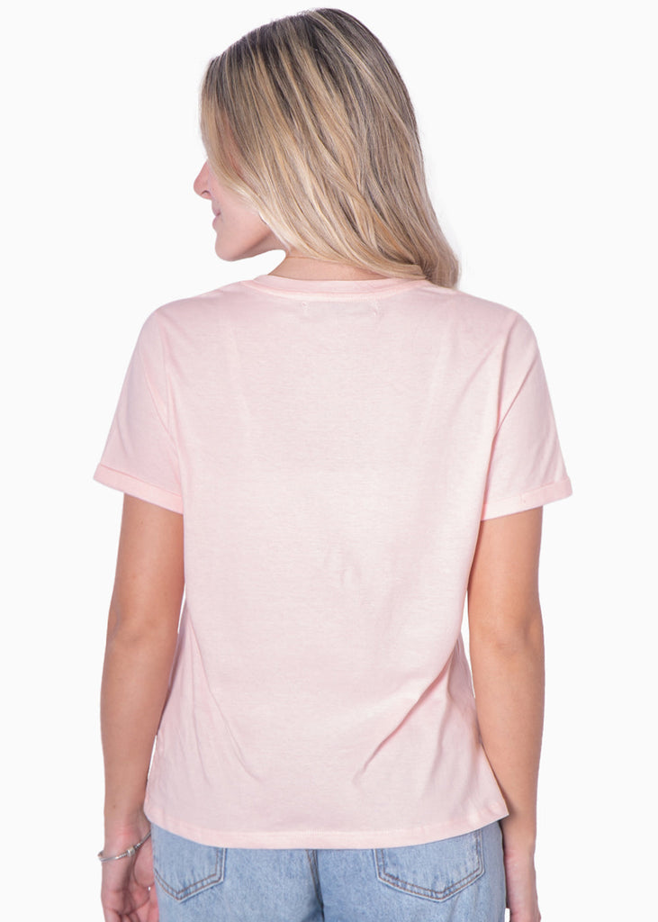 Camiseta con estampado "Life is so good" color rosado para mujer - Flashy