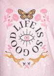 Camiseta con estampado "Life is so good" color rosado para mujer - Flashy