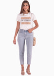 Camiseta con estampado "Los Angeles" y animal print color blanco para mujer - Flashy