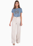 Camiseta con estampado "love tour" de animal print color azul para mujer - Flashy