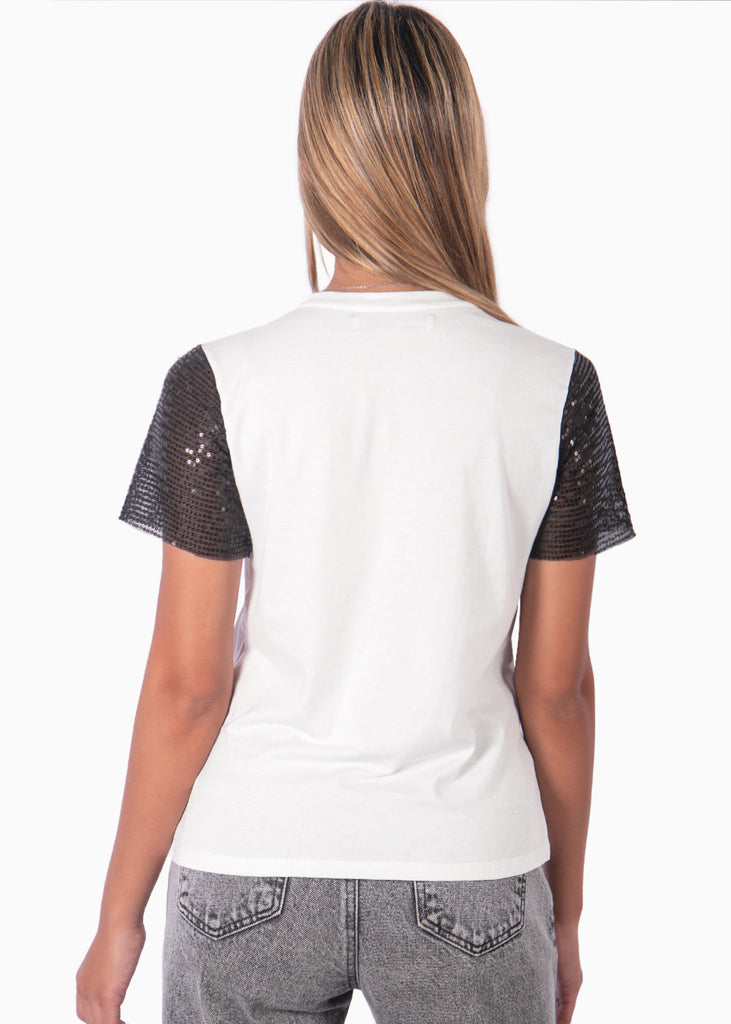 Camiseta con estampado "Off duty style" color blanco, marfil para mujer - Flashy