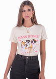 Camiseta con estampado "Pawsome" y perros color beige para mujer - Flashy