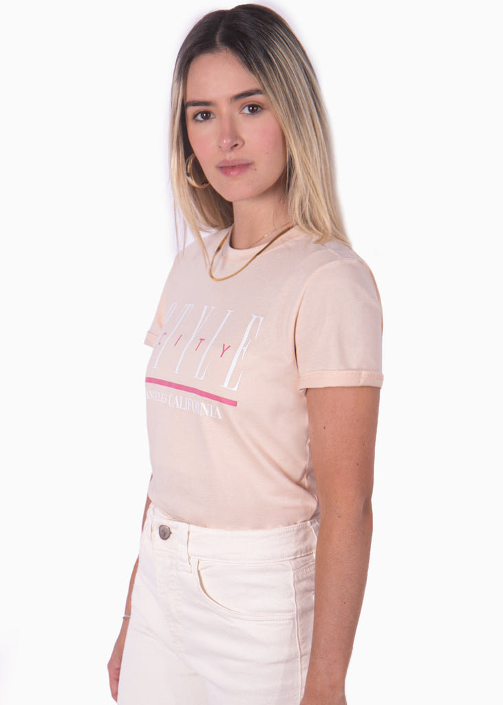 Camiseta con estampado "Style city" color rosado para mujer - Flashy