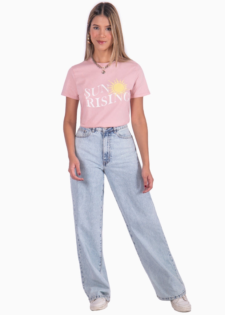 Camiseta con estampado "Sun rising" color rosado para mujer - Flashy