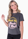 Camiseta con estampado "Trust in rock & roll" color gris para mujer - Flashy