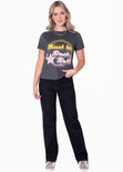 Camiseta con estampado "Trust in rock & roll" color gris para mujer - Flashy