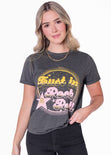 Camiseta con estampado "Trust in rock & roll" color gris para mujer - Flashy