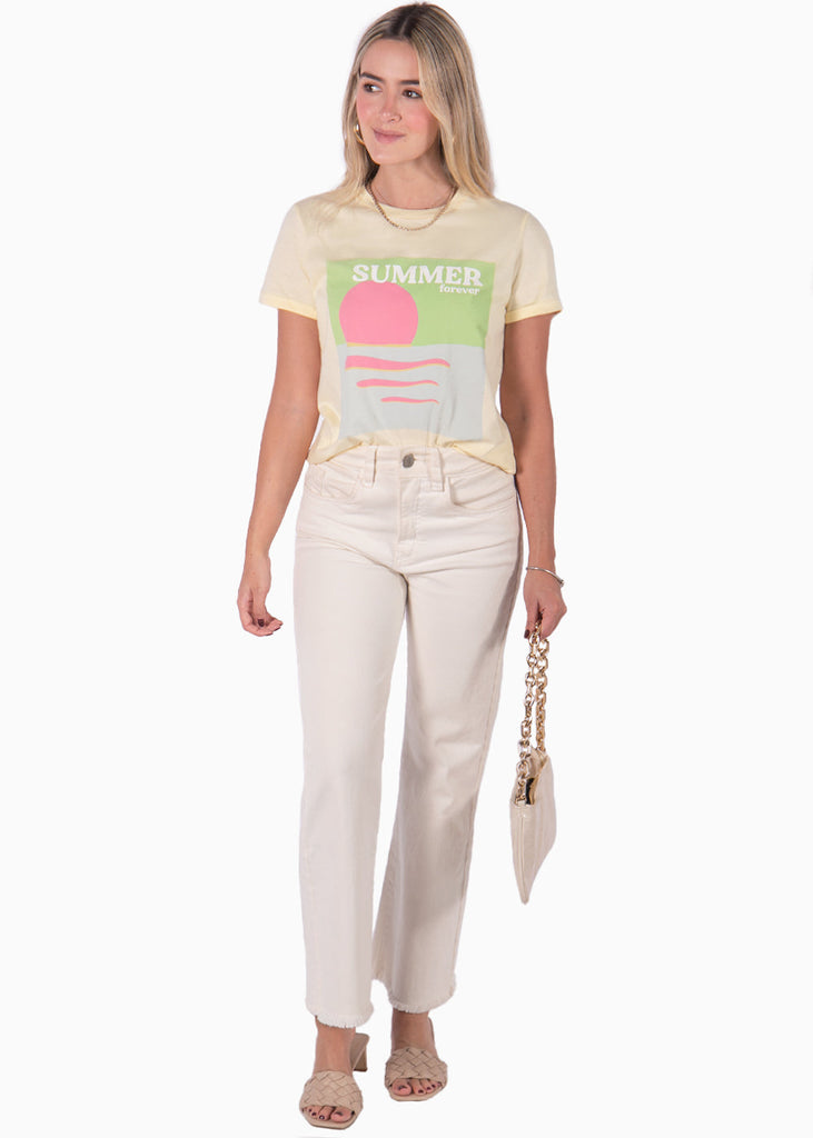 Camiseta con estampado "Verano eterno" color amarillo para mujer - Flashy