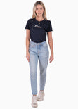 Camiseta con perlas y boleros en mangas color azul para mujer - Flashy