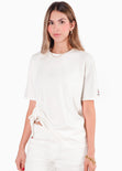 Camiseta con tunel en frente color marfil, blanco para mujer - Flashy