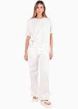 Camiseta con tunel en frente color marfil, blanco para mujer - Flashy