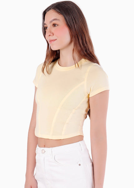 Camiseta corta con corte tipo corset - OKLAHOMA