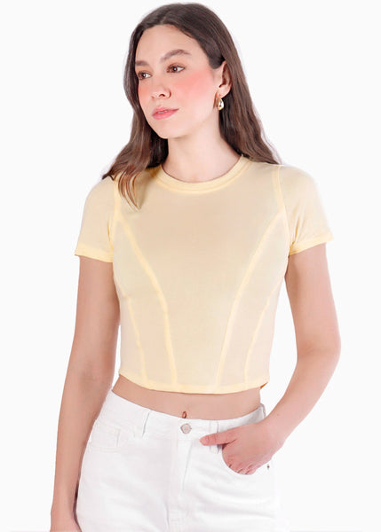 Camiseta corta con corte tipo corset - OKLAHOMA