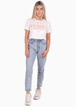 Camiseta corta con estampado "Beverly hills" color blanco para mujer - Flashy