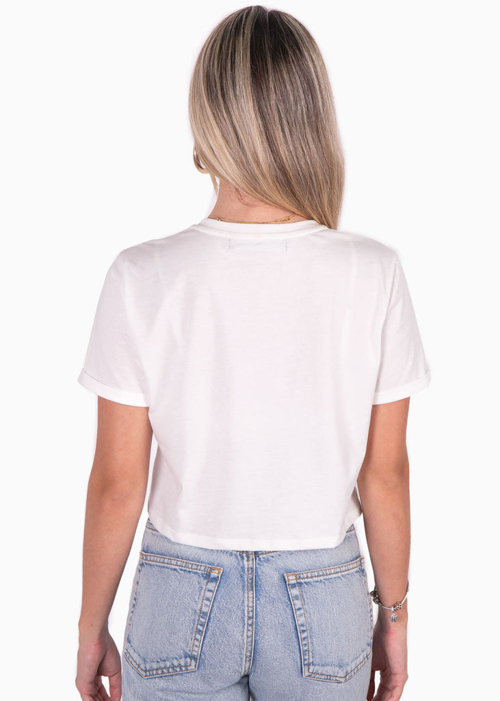 Camiseta corta con estampado "Beverly hills" color blanco para mujer - Flashy