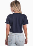 Camiseta corta con estampado de "Le grand museé des fleurs & plants" color azul para mujer - Flashy