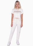 Camiseta corta con estampado de "San Francisco" en animal print color blanco para mujer - Flashy