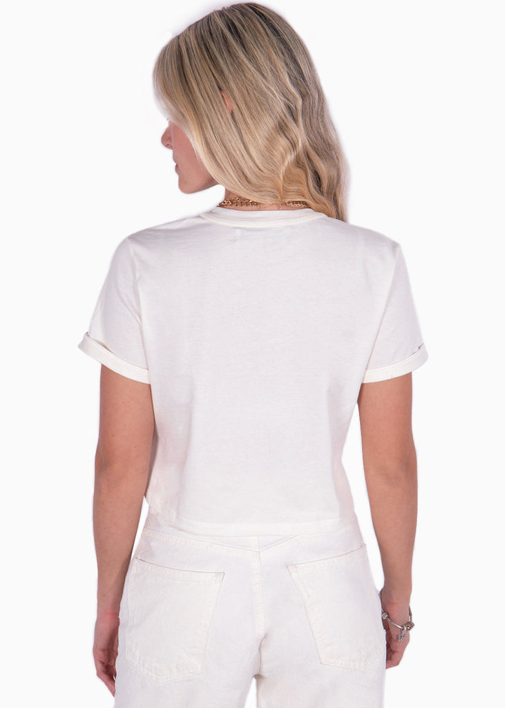 Camiseta corta con estampado de "San Francisco" en animal print color blanco para mujer - Flashy