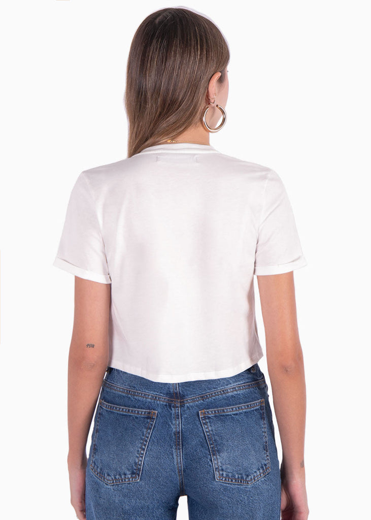 Camiseta corta con estampado "Forever" color blanco para mujer - Flashy