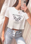 Camiseta corta con estampado "Forever" color blanco para mujer - Flashy