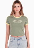 Camiseta corta estampada con cuello y puños en contraste - AMAZONAS