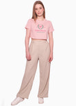 Camiseta crop con bordado "Palm Beach Country Club" color rosado para mujer - Flashy