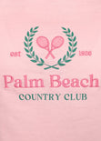 Camiseta crop con bordado "Palm Beach Country Club" color rosado para mujer - Flashy