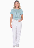 Camiseta estampada "Inhale, exhale and dream" color azul para mujer - Flashy
