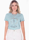 Camiseta estampada "Inhale, exhale and dream" color azul para mujer - Flashy