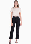 Camiseta crop manga corta con perlas color beige para mujer - Flashy