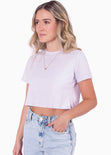 Camiseta crop manga corta color lila para mujer - Flashy