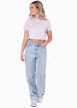 Camiseta crop manga corta color lila para mujer - Flashy