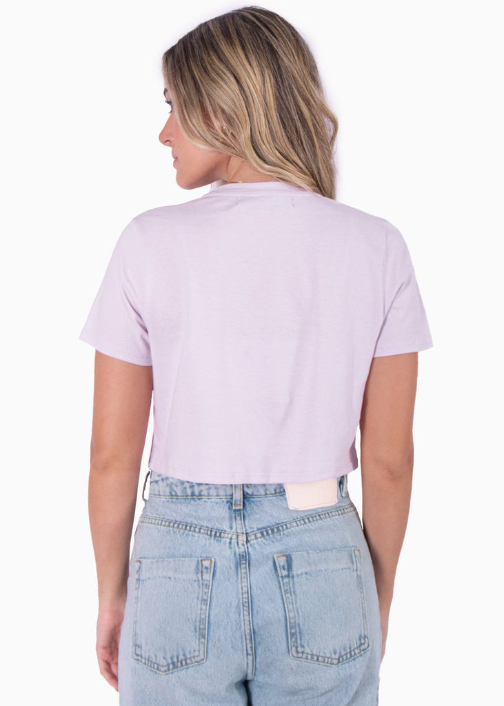 Camiseta crop manga corta color lila para mujer - Flashy