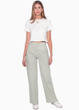 Camiseta crop manga corta color marfil para mujer - Flashy